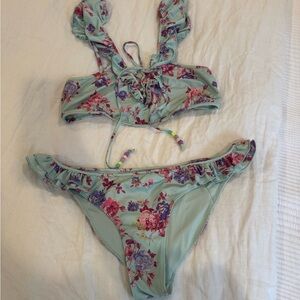 LoveShackFancy Floral Bikini Set with Pink Accents